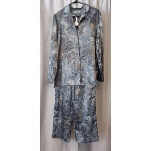 Valerie Stevens Intimates Medium 2-Piece Pajama Lounge Set Satiny Feel